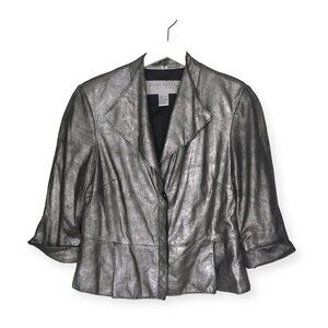 Doncaster silver metallic leather jacket size 6
